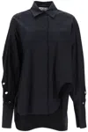 Attico Black Oversized Asymmetric Shirt With Studs In Cotton