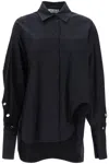 Attico Black Oversized Asymmetric Shirt With Studs In Cotton In Black