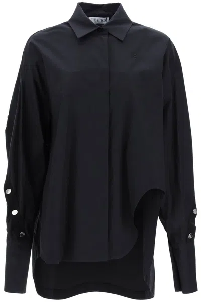 ATTICO BLACK SHIRT WITH MONOGRAM SNAP BUTTONS FOR WOMEN
