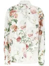 Attico Pointed Collar Long Sleeves Floral Print Shirt