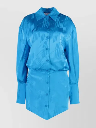 Attico Shirtdress Viscose Asymmetric Hem In Blue