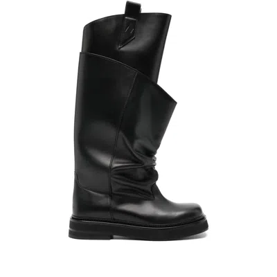 Attico Passeggiata Black Boots With Heel-tab And Rubber Sole In Leather Woman