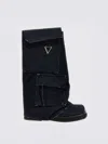 Attico Robin Mid-calf Denim Combat Boots In Blau