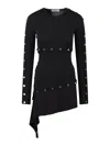 Attico Studded Asymmetric Convertible Dress In Black