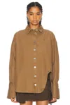 Attico Spread-collar Gabardine Coat In Cachi