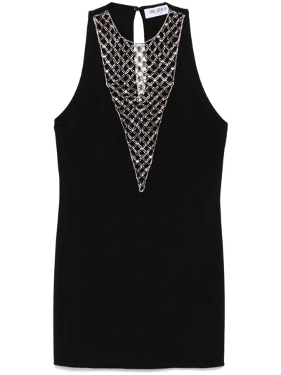 ATTICO SHORT DRESS WITH BEADED DECORATION
