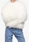 Attico Wide-sleeve Shearling Jacket In White