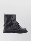 Attico Solid Color Leather Boots With Squared Toe