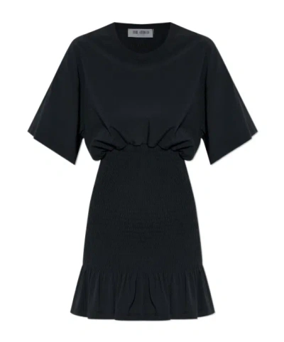 Attico Short Sleeve Dress In Black