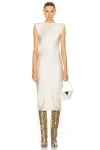 Attico Short Sleeve Midi Dress In Milk