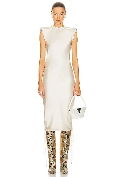 Attico Short Sleeve Midi Dress In Milk