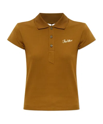 Attico Short Sleeve Polo Shirt In Brown