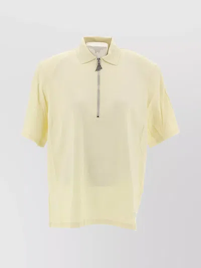 Attico Short Sleeve Ribbed Trim Top In Yellow