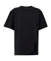 Attico Asymmetric Oversized Round Neck Short Sleeve Top In Black