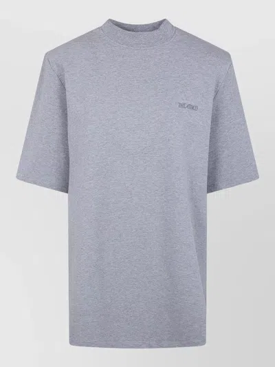 Attico Short Sleeves Crew Neck Cotton T-shirt In Gray