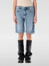 Attico Denim Shorts With Belt Loops In Gnawed Blue