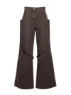Attico Wide Leg Trouser With Pockets And Belt Loops In Brown