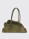 Attico La Passeggiata Small Bag In Khaki Green Suede In Brown
