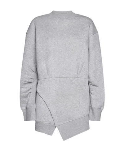 Attico Cotton Fleece Sweatshirt Mini Dress In Grey
