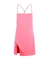 Attico Fujiko Crystal-embellished Satin Mini Dress In Pink