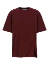 Attico Short Sleeves With Asymmetric Hem And Embroidered Detail In Brown