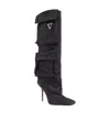 Attico 105mm Sienna Canvas Tall Boots In Black