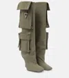 Attico Sienna Canvas Knee-high Boots In Military Green
