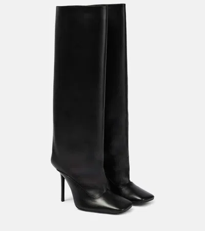 Attico Sienna Calfskin Stiletto Knee Boots In Black