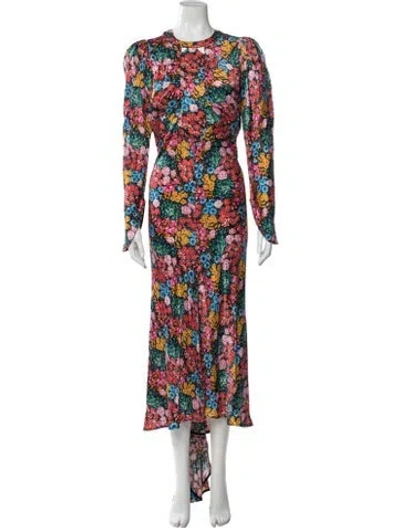 Pre-owned Attico Silk Long Dress In Multicolor
