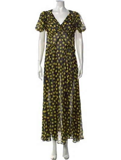 Pre-owned Attico Silk Long Dress In Multicolor