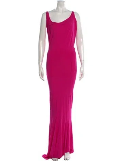 Pre-owned Attico Silk Long Dress In Pink