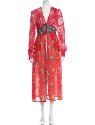 Pre-owned Attico Silk Long Dress In Red