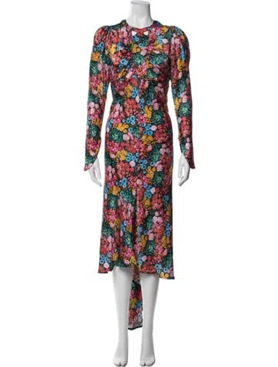 Pre-owned Attico Silk Midi Length Dress In Multicolor