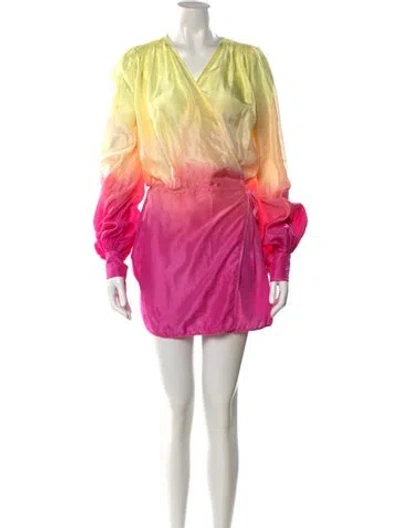 Pre-owned Attico Silk Mini Dress In Multi