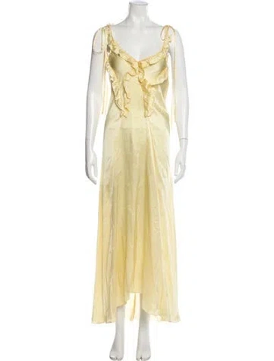 Pre-owned Attico Silk Nightgown In Yellow