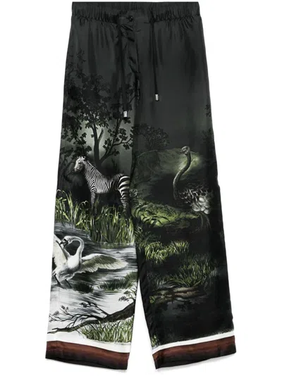 Attico Silk Pants In Gray