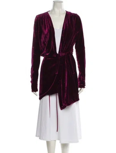 Pre-owned Attico Silk Ruffle Embellishment Robe In Burgundy