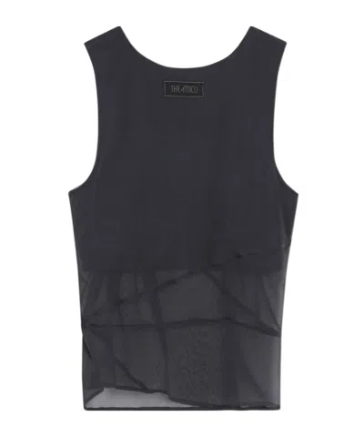 Attico Silk Tank Top In Black