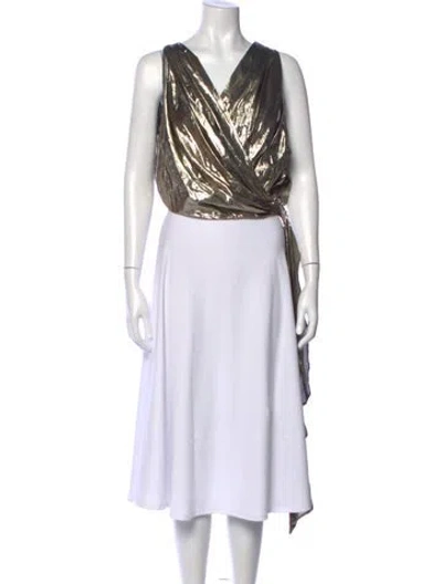 Pre-owned Attico Silk V-neck Top In Multi