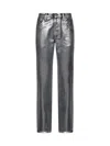 Attico Silver Coated Denim Extra Long Jeans