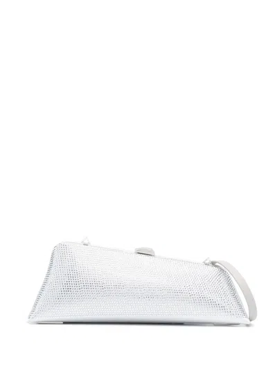 Attico Long Night Satin Clutch Bag In Grey