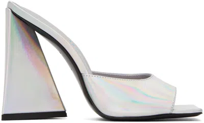 Attico Silver Devon Heeled Sandals In 465 Holographic Silv