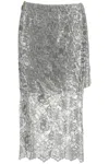 Attico Lace Midi Skirt In Silver