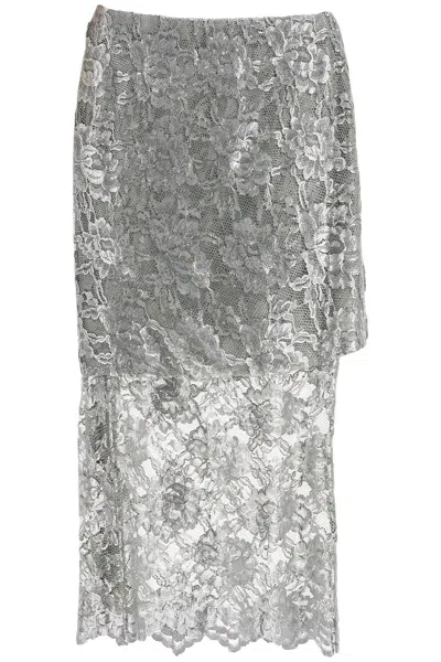 ATTICO SILVER LACE MIDI SKIRT