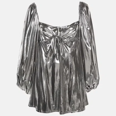 Pre-owned Attico Silver Lamé Synthetic Off Shoulder Mini Dress M