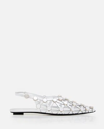 Attico Silver Leather Ballet Flats