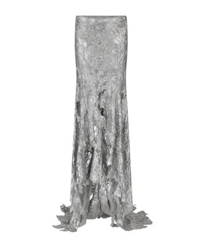 Attico Silver Long Skirt