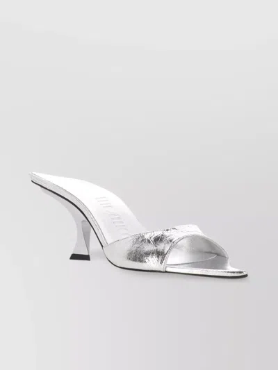 Attico Silver Mid Heel Mule Sandals