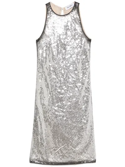 ATTICO SILVER SEQUIN-EMBELLISHED MINI DRESS