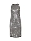 Attico Silver Sequins A-line Mini Dress